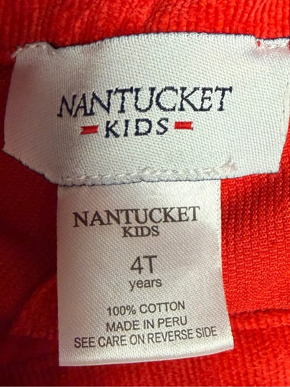 Nantucket Kids red corduroy pants elastic back waist sailboat applique sz4T NWOT